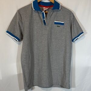Lacoste Gray Polo with Blue Accents